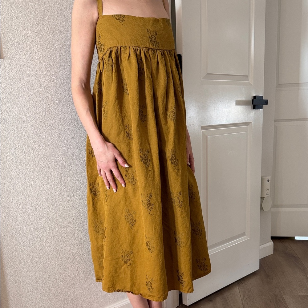 Mustard Floral Women Dress